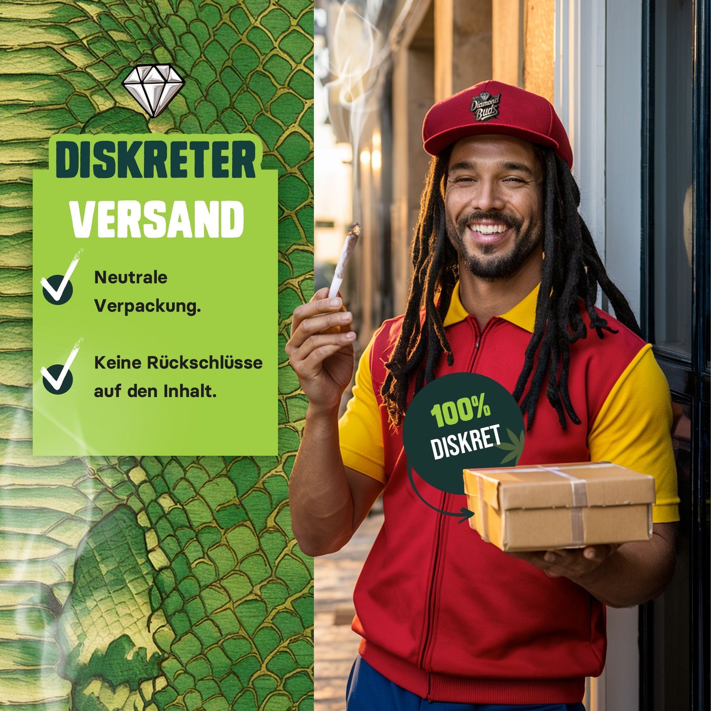 Diamond Buds® BIO All-in-One Cannabis Dünger Indoor & Outdoor – Organischer Grow & Bloom Langzeitdünger für 3–6 Cannabispflanzen, Wachstums- & Blütephase – 470g Hanfdünger mit Dosierbehälter