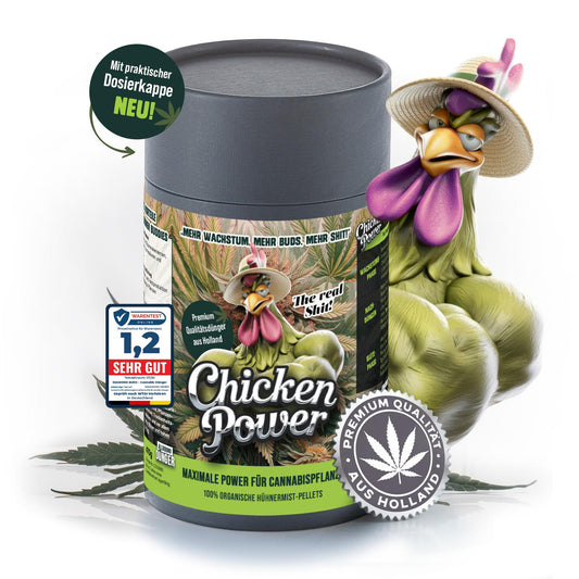 Diamond Buds® BIO All-in-One Cannabis Dünger Indoor & Outdoor – Organischer Grow & Bloom Langzeitdünger für 3–6 Cannabispflanzen, Wachstums- & Blütephase – 470g Hanfdünger mit Dosierbehälter