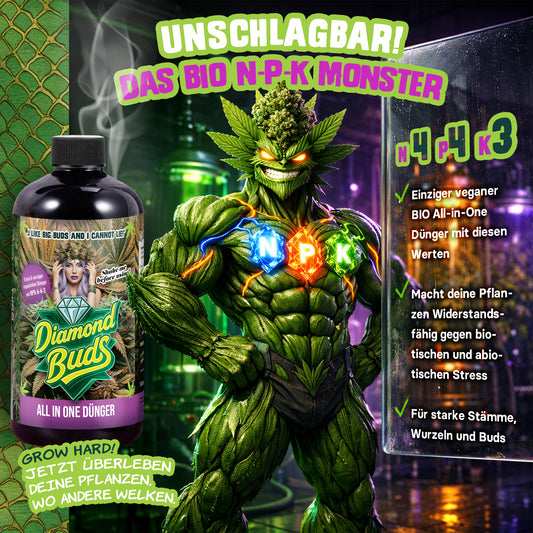Bio Cannabis Dünger NPK 4-4-3 für Wachstum und Blüte Diamond Buds