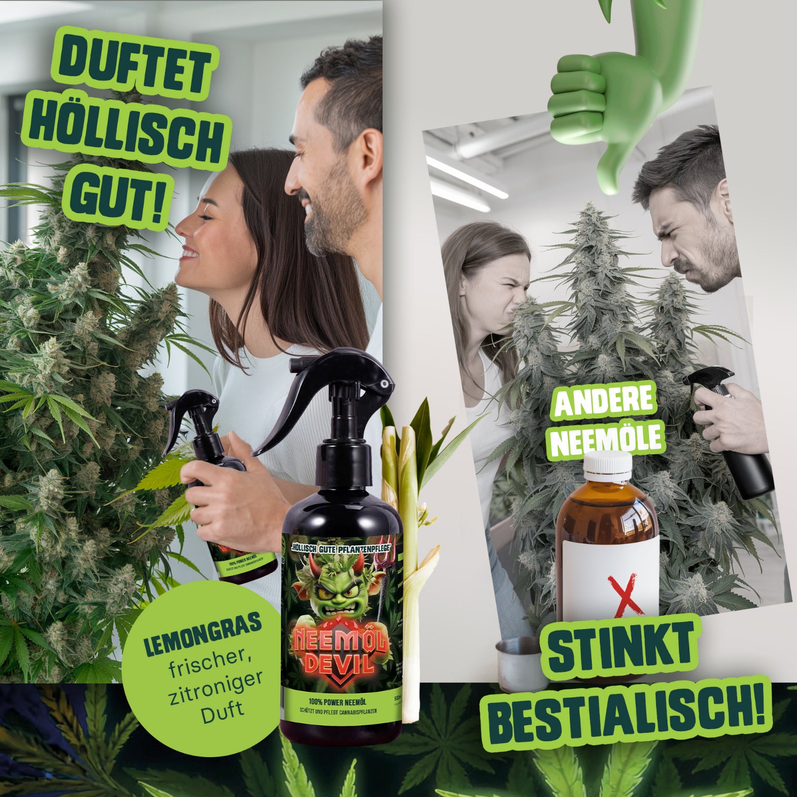 Neemöl Devil mit frischem Lemongras Duft für Indoor und Outdoor Pflanzen