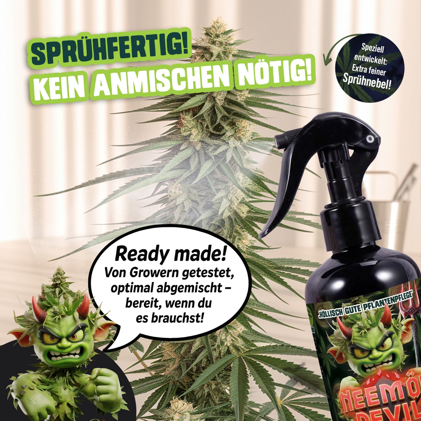 Sprühfertige Neemöl Devil Pflanzenpflege ohne Anmischen für Cannabispflanzen